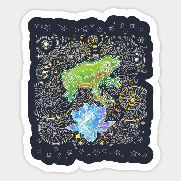 Green Tree Frog Sticker by evisionarts